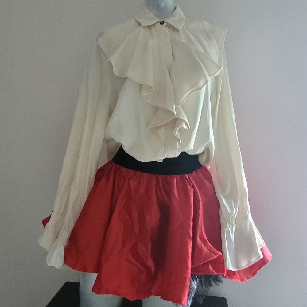Cream Ruffled Blouse S-M
